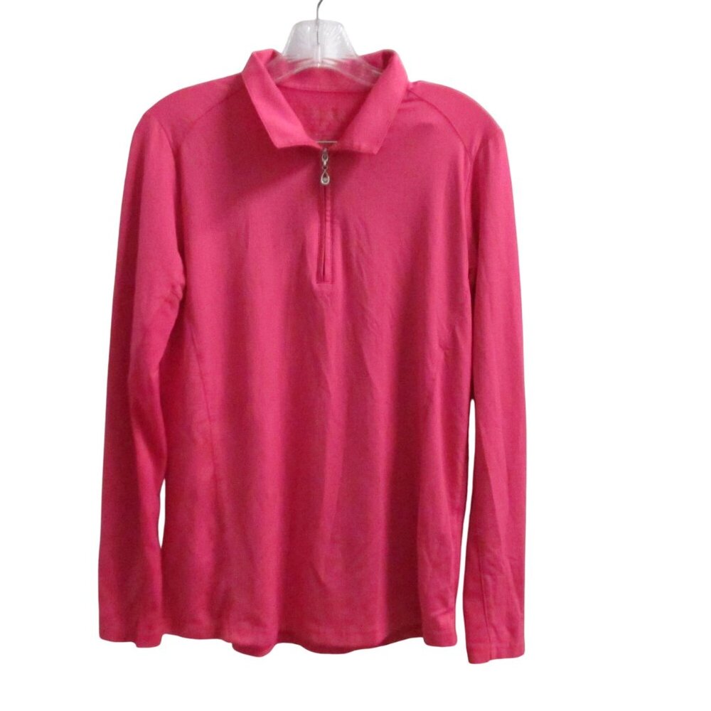San Soleil Womens M Pink 1/4 Zip UPF 50 Long Sleeve Top Shirt Tennis Golf